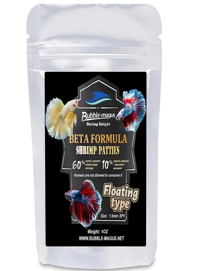 Bubble Magus Fish Food, Betta Fish Food, Contains 60% Shrimp Meat+10% Aquatic Algae All Natural Protein, Rich in Calcium, for Betta's Healthy Development and Cleaner Water (1 Pack, 1oz)